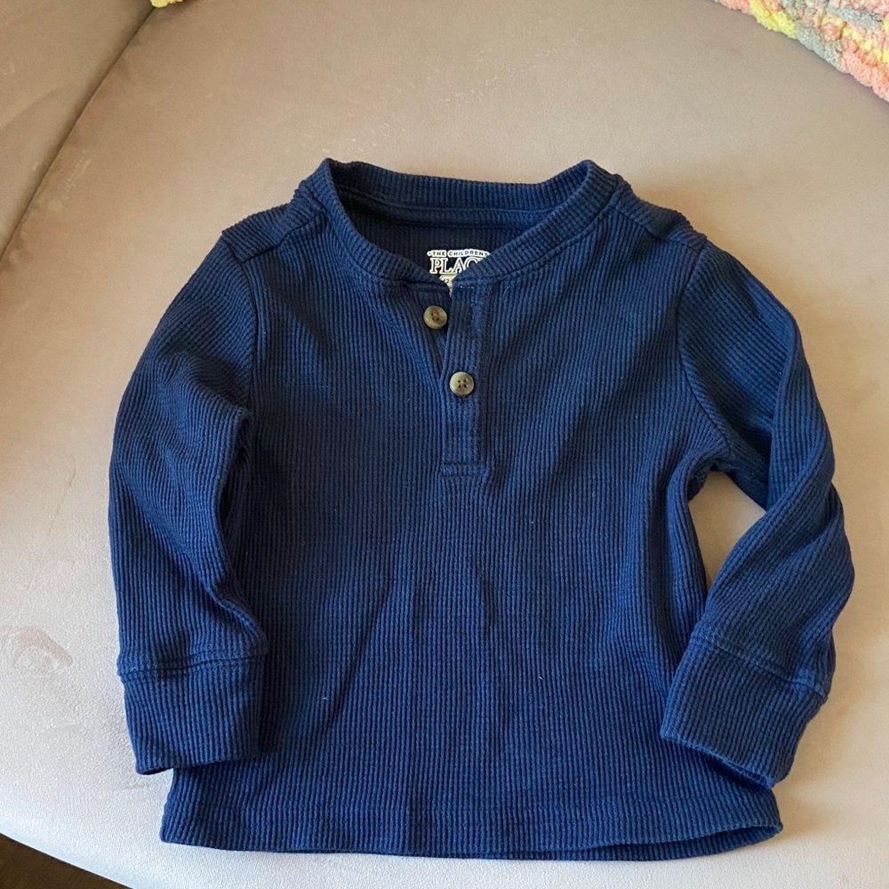 The Children's Place Thermal Navy Long Sleeve Henley 12-18 mos.